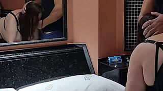 voyeur catches perfect big ass wife sucking and taking huge cock