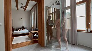 omg these naughty blondes crave group cock sucking and pounding in steamy shower orgy