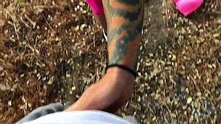 Horny Hiker Felicity Feline Drops to Suck Cock Outdoors!!