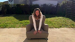 Young stud bends milf over for close-up creampie fill in her wet pussy on cam