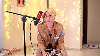 annie leonhart cosplay squirts hard on sex machine