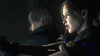 whoa busty cop claire redfield's monster tits steal the show