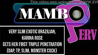 slim exotic brazilian karina rose endures first triple penetration dap tp anal from monster cocks