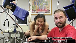 Raya Nguyen bends over backstage as her pussy takes a massive cum blast in doggystyle frenzy.