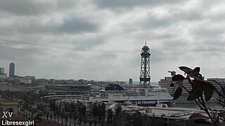 skinny slut strips naked flashing shaved pussy on barcelona streets