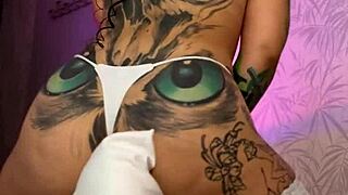 wanna see this split-tongue babe grind her hairy pussy on a pillow then take ass fuck?