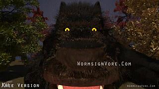 Werewolf devours monster cock from barefoot cocktail waitress!
