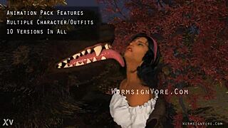 Werewolf devours monster cock from barefoot cocktail waitress!