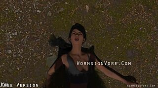 Werewolf devours monster cock from barefoot cocktail waitress!