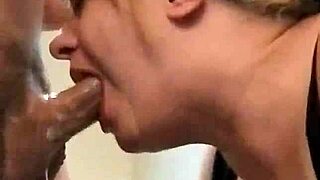 Wife drops to knees for sloppy deepthroat gag on cock spitting and choking close-up