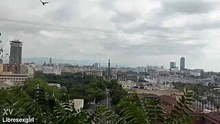 skinny slut strips naked flashing shaved pussy on barcelona streets