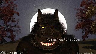 Werewolf devours monster cock from barefoot cocktail waitress!