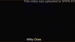 wife slides lush toy deep into shaved pussy on outdoor balcony