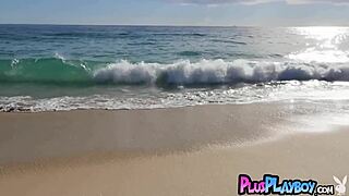 i can't stop staring at this stunning milf lifeguard's perfect tits beach striptease