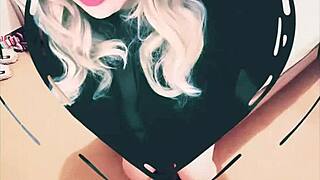 shemale veronica teases feet in crossdressing solo after dark