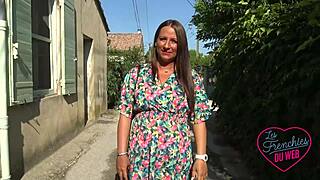 hey mila you slutty french milf tasting another man's cock outdoors with your chubby hubby