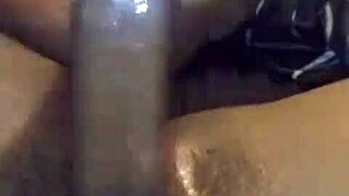 Big black monster cock handjob cumshot in homemade bathroom