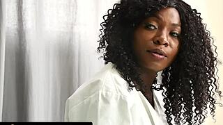 Busty African doctor, handle this patient's throbbing cock!