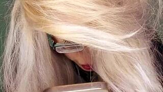 cuckolding sissy gets femdom jerk off instructions from glasses-wearing mistress