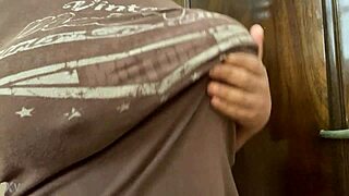 Natural tits reveal hard nipple surprise begging for rough play