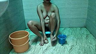 Indian Village Girl's Tight Pussy Creampied in Outdoor Bath