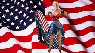 Granny Carmen's US Flag Day Toy Vibes Pussy to Gushing Orgasm and Cum Squirt!