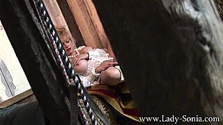 i spy lady sonia masturbating her big tits in lingerie