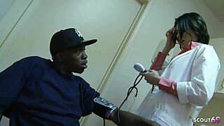 blue eyed nurse milf doctor seduces patient with big black cock for rough interracial pounding