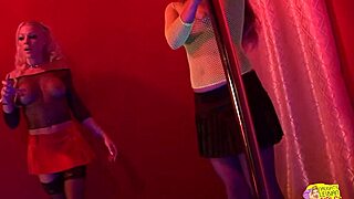 two busty blondes fight in heels then finger each other's wet pussies to make up