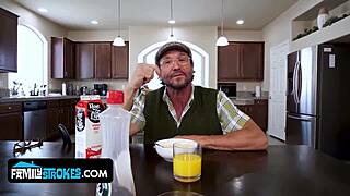 step-grandma craves your young juicy cocks spit-roasting her mature holes in this wild threesome