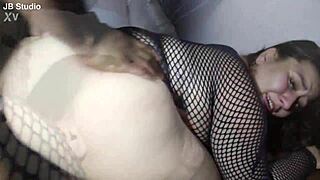 Chubby Brazilian begs full fist deep in her big clit pussy