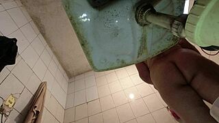 i love being watched as pervert sneaks in bathroom while i strip school uniform skirt upskirt