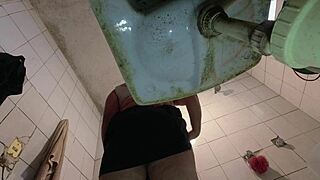 i love being watched as pervert sneaks in bathroom while i strip school uniform skirt upskirt