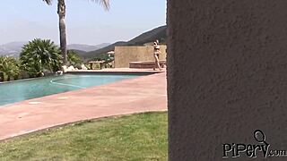 Hot blonde hairy cunt stretched by monster cock in neighbor's backyard!