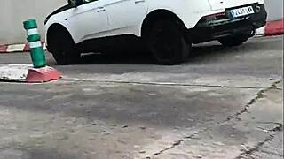 Amateur couple bangs neighbor's wife in public spots