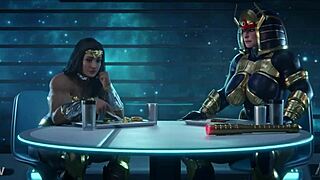 imagine wonder woman and big barda's huge cocks and tits clashing in futanari battle