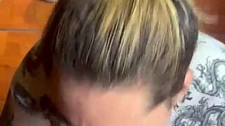 blonde slut gulps double cum loads after deepthroat puke fest
