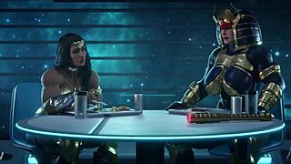 imagine wonder woman and big barda's huge cocks and tits clashing in futanari battle