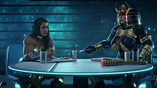 imagine wonder woman and big barda's huge cocks and tits clashing in futanari battle