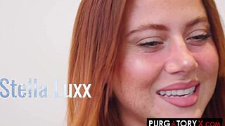 stella luxx the petite redhead nurse in scrubs gives patient sloppy blowjob handjob cum