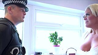 Huge Cop Cock Inspects Blonde Milf's Shaved Pussy Deep!