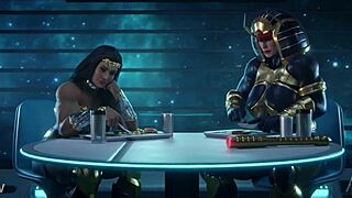 imagine wonder woman and big barda's huge cocks and tits clashing in futanari battle