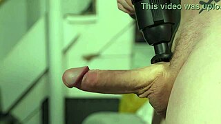 oh man my huge cock throbs against this massage gun it's too much i can't hold back the cum 😩💦🍆