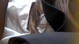 japanese teen in uniform, you spying her hairy pussy masturbation outdoors in pantyhose? 