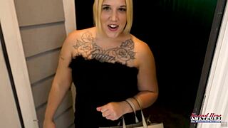 Curvy Inked Blonde Logan Lace Drilled Deep