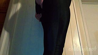 Chubbykaot Edges Big Ass in Tight Bodysuit on Pillow Close-Up