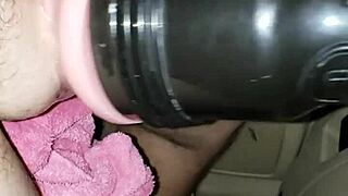 who wouldn't love this amazing close-up blowjob on black toy?