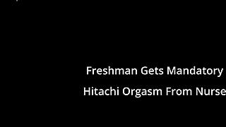 Freshman destiny squirms under nurse's mandatory hitachi wand orgasm