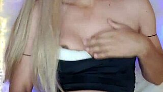 crossdressing transsexual strokes her thick cock hard