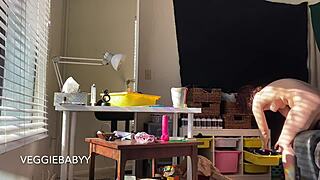 Spy Cam Views Redhead Cleaning Naked Room Voyeur POV Full